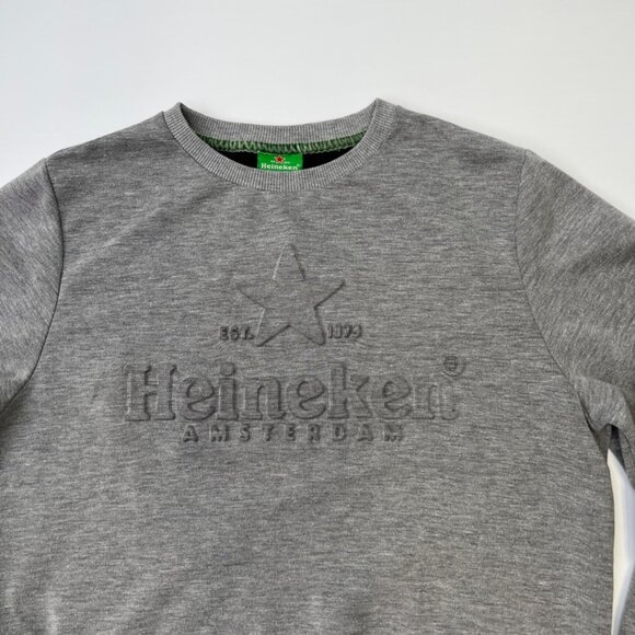 Heineken Sweatshirt Men Medium Embossed Logo Classic Jumper Work Party Core Ex - Picture 3 of 15